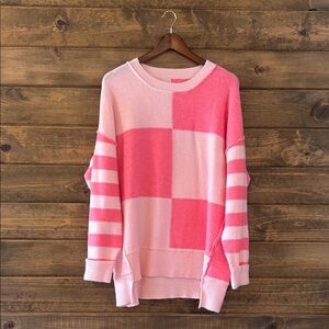 Cozy Pink Colorblock Women's Sweater